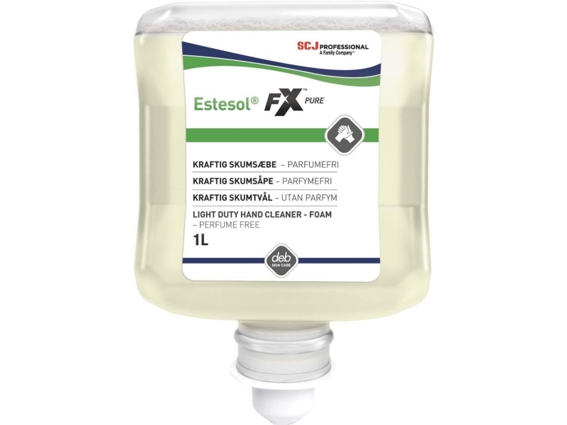 Skumsæbe Estesol FX PURE ekstra kraftig uden farve og parfume t dispenser 1 ltr,1 ltr/fl