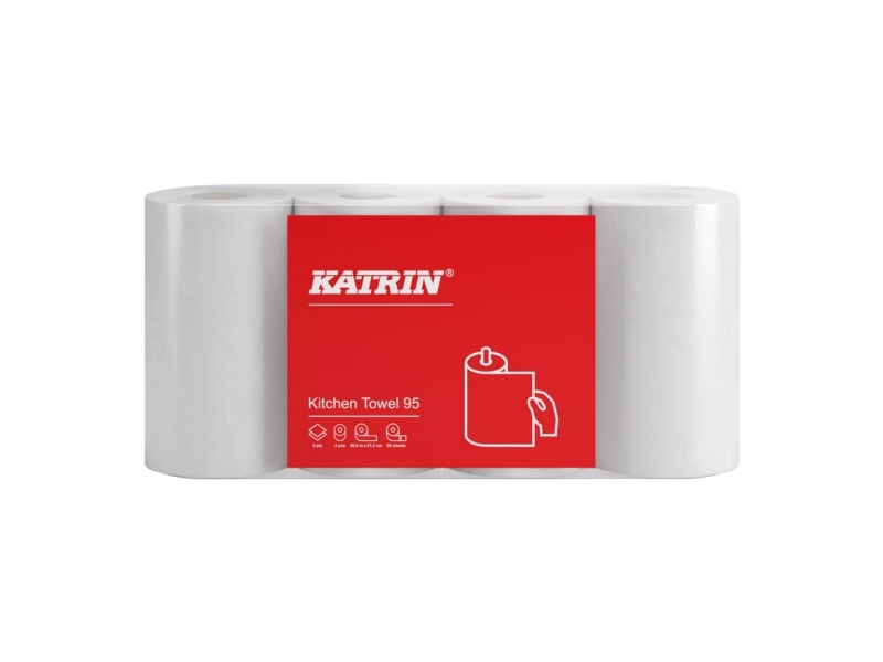 Køkkenrulle Katrin 2-lags Ø10.6cm L26.6mxB21.2cm Svanemærket Mix Hvid,7 pk x 4 rl/krt - (28 stk.)