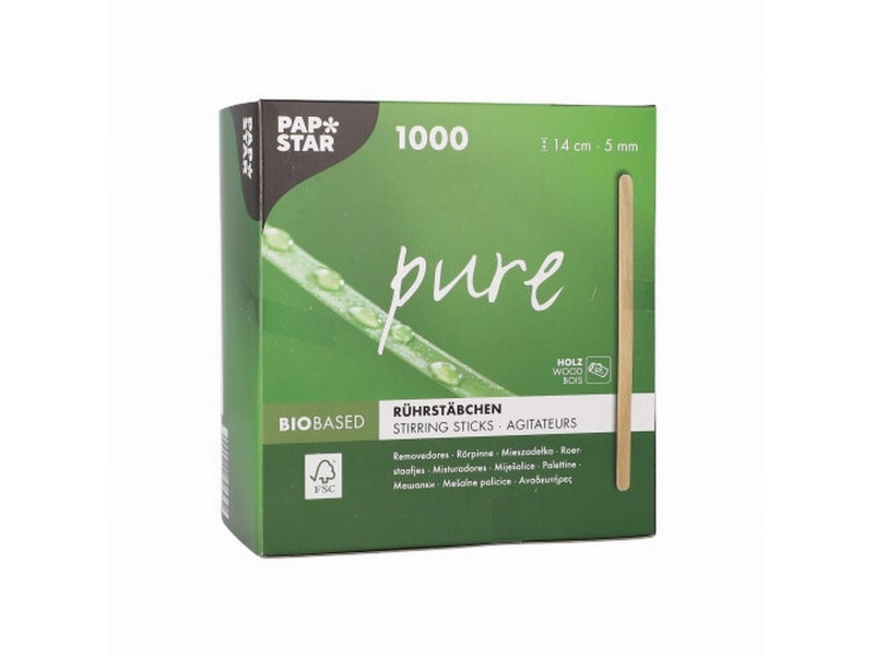 PAPSTAR engangsrøreskeer/omrøringspinde pure, træ, 1.000 stk. (84843)