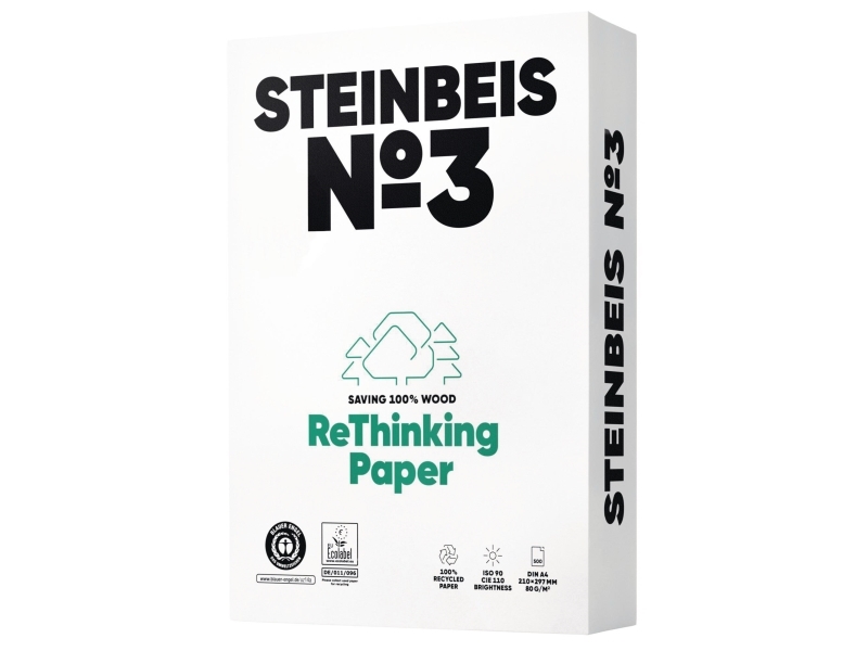 Genbrugspapir Steinbeis No.3 Pure White, A4 - (5 pakker x 500 ark)