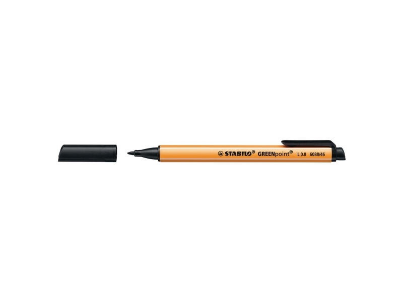 Fiberpen Stabilo Greenpoint 0,8 mm, sort (stk.)