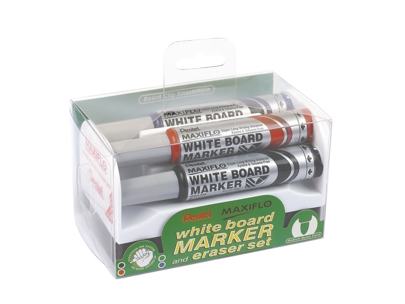 Whiteboardmarker, Pentel Maxiflo, rund, ass. farver
