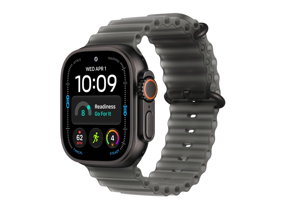Apple Watch Ultra 4 - 49 mm - svart titan - Ja smart klocka med Ocean-band - silikon - genomskinlig svart - handledsstorlek: 130-200 mm - 64 GB - LTE, Wi-Fi 4, UWB, Bluetooth, NFC - 5G - 63.1 g
