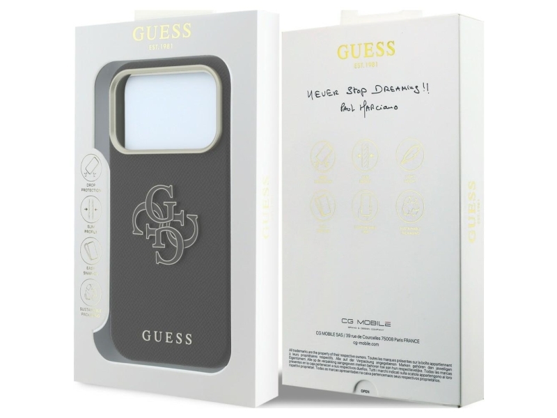 Etui Guess Grained & Big Resin Logo Do Iphone 18 Pro / 17 Pro Czarny