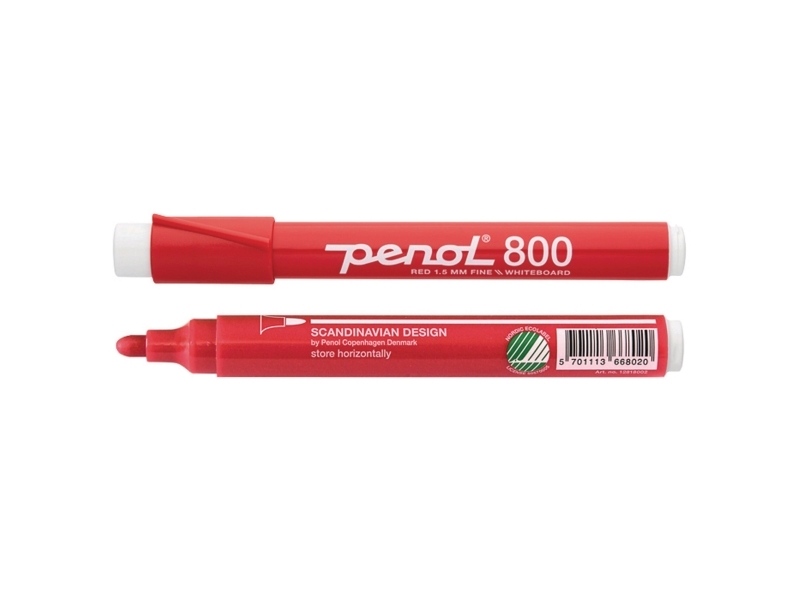Whiteboardmarker, Penol®, 1,5 mm, rund spids, rød, pakke a 10 stk