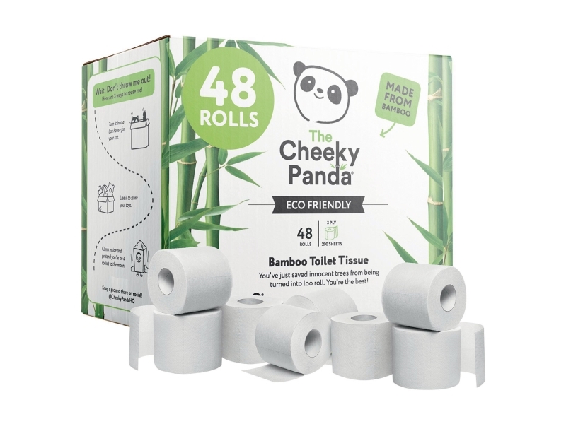 Toiletpapir, The Cheeky Panda 3-lags, 200 ark, hvid, pakke med 48 stk