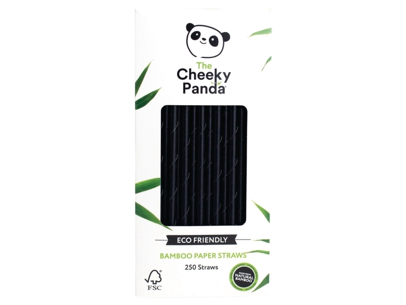 Sugerør, Cheeky Panda, bambus, sort, pakke a 250 stk
