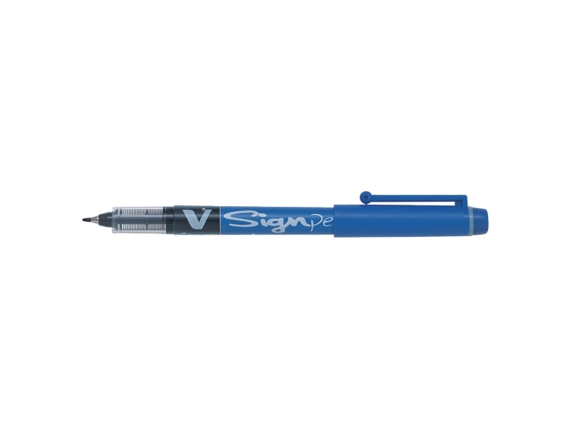 Fiberpenne, PILOT V-SIGNPEN, 0,6 mm, blå, pakke a 12 stk