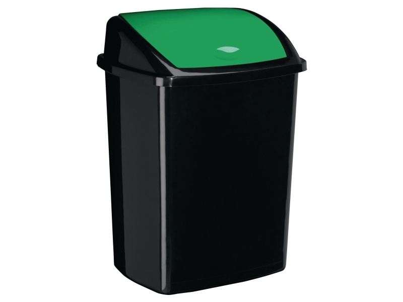 Skraldespand, Rossignol, 50 L, HxBxL: 68,5 x 31 x 40,5 cm, sort/grøn