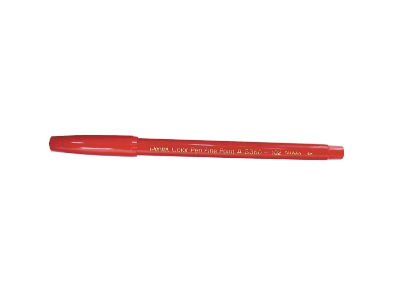 Fiberpen, Pentel S360, fine, 0,8 mm, rød, pakke a 12 stk
