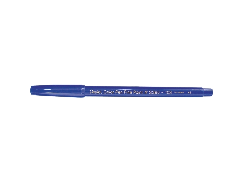 Fiberpen, Pentel S360, fine, 0,8 mm, blå, pakke a 12 stk