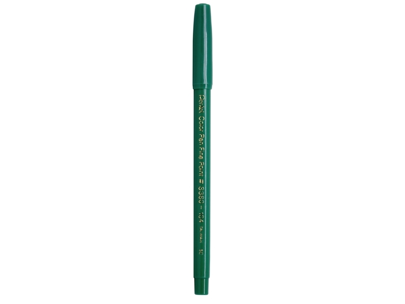 Fiberpen, Pentel S360, fine, 0,8 mm, grøn, pakke a 12 stk