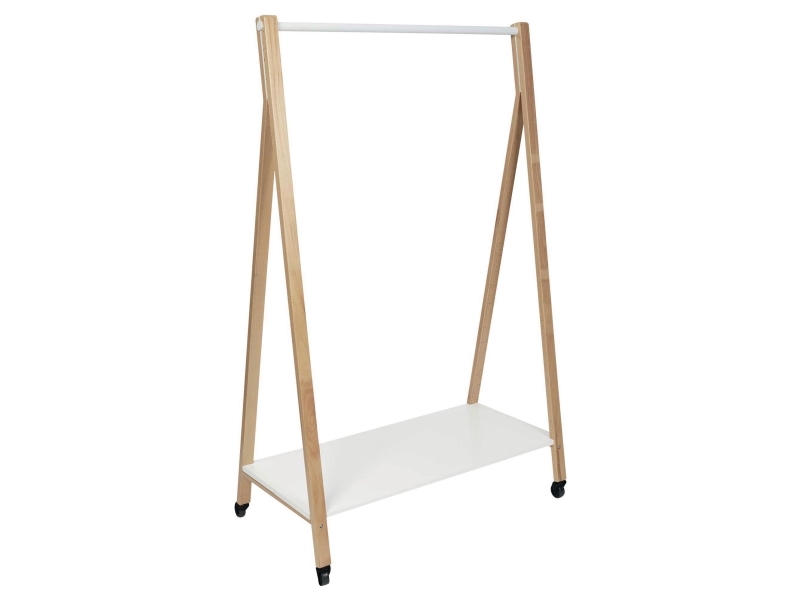 Garderobestativ, Alba Sleek, til 30 stk/40 kg, med hjul og hylde
