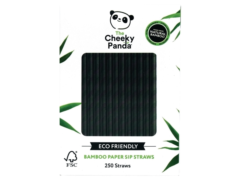 Sugerør, Cheeky Panda, bambus, sort, pakke a 250 stk