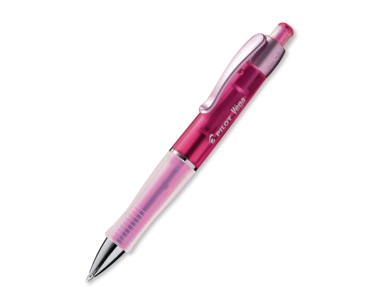 Kuglepenne, PILOT Vega, 1 mm, blåt blæk, genopfyldelig, pink, pakke a 12 stk