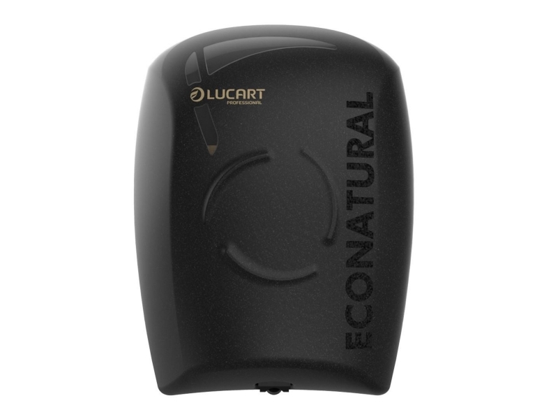 Toiletpapirdispenser, Lucart EcoNatural, Aluminium/Polyethylen, Flow, sort