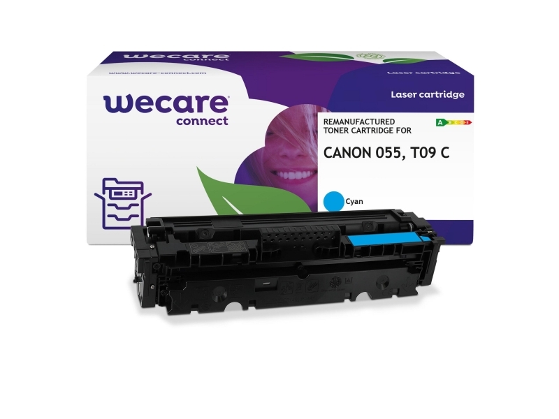 Lasertoner, Wecare Canon 055, kompatibel, 2100 sider, cyan