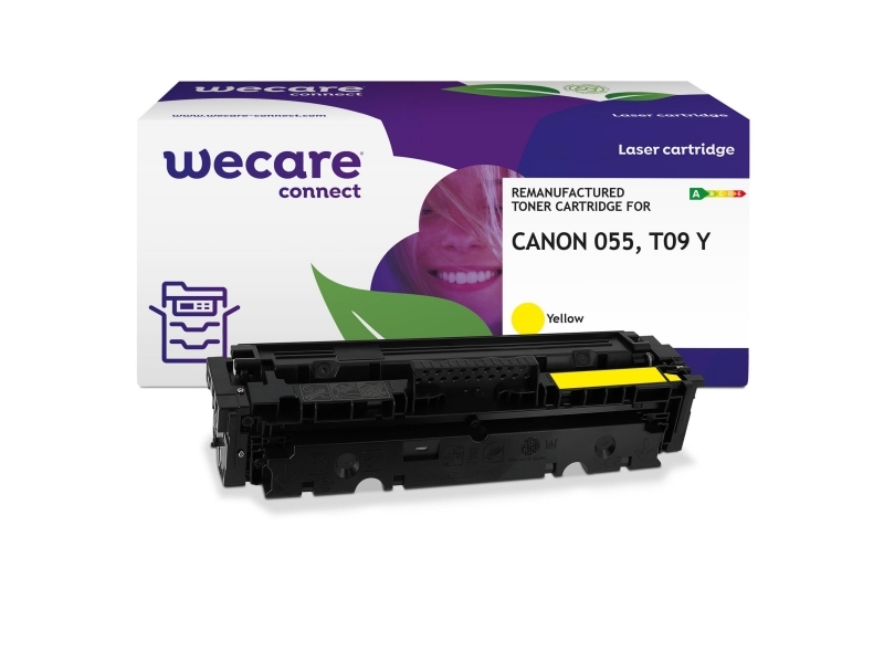 Lasertoner, Wecare Canon 055, kompatibel, 2.100 sider, gul
