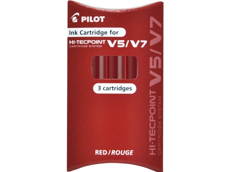 Refiller, PILOT V5/V7 Hi-Tecpoint, 0,5 mm, fin, rød, pakke med 3 stk