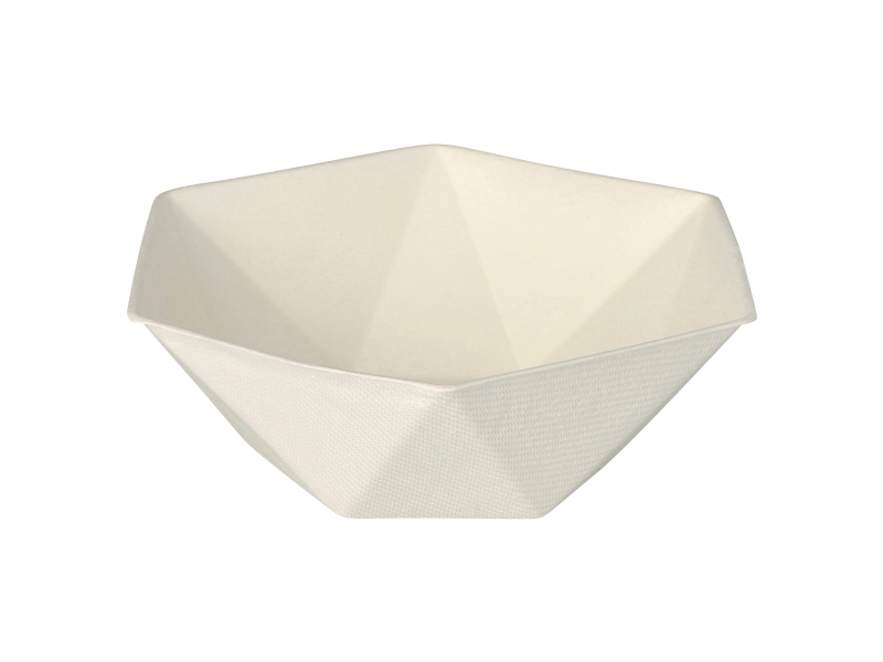 Skål, Papstar Hexa, sekskantet, bagasse, 40 cl, hvid, pakke a 12 stk