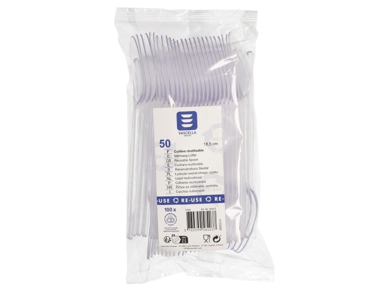 Ske, Vascella 18,5 cm, transparent, pakke a 50 stk