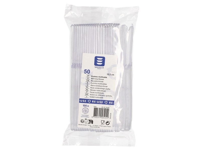 Kniv, Vascella, 18,5 cm, transparent, pakke a 50 stk