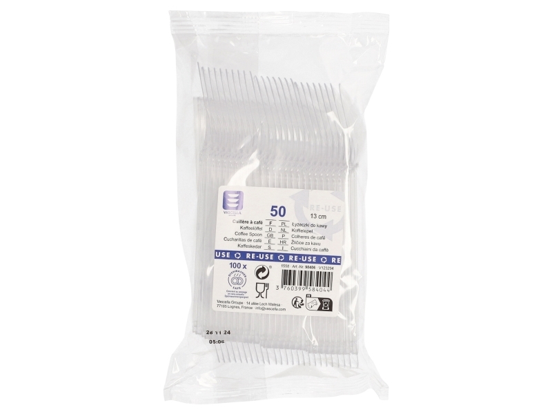 Kaffeske, Vascella, 13 cm, transparent, pakke a 50 stk