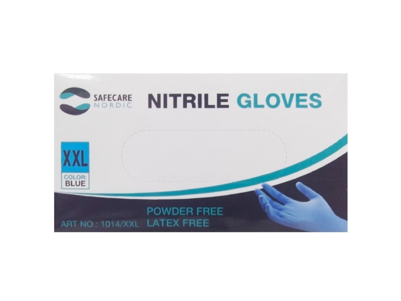 Nitrilhandsker, Safecare Nordic, 3,5 g, blå, str. XXL, pakke a 90 stk