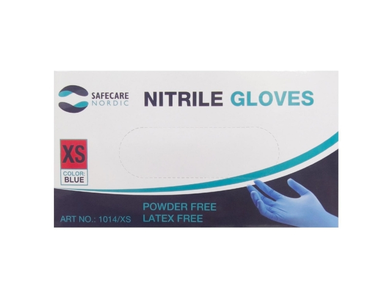 Nitrilhandsker, Safecare Nordic, 3,5 g, blå, str. XS, pakke a 100 stk