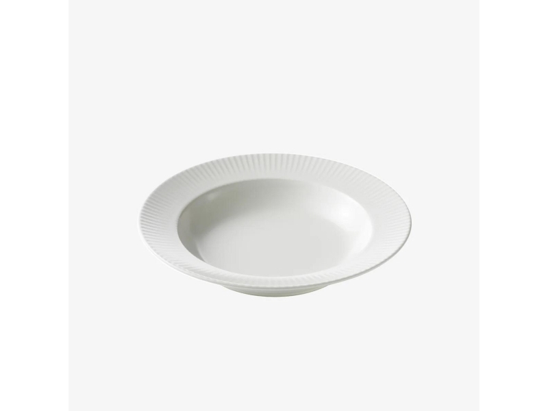 Suppetallerken, Aida Groovy, hvid, Ø 22 cm, pakke a 12 stk