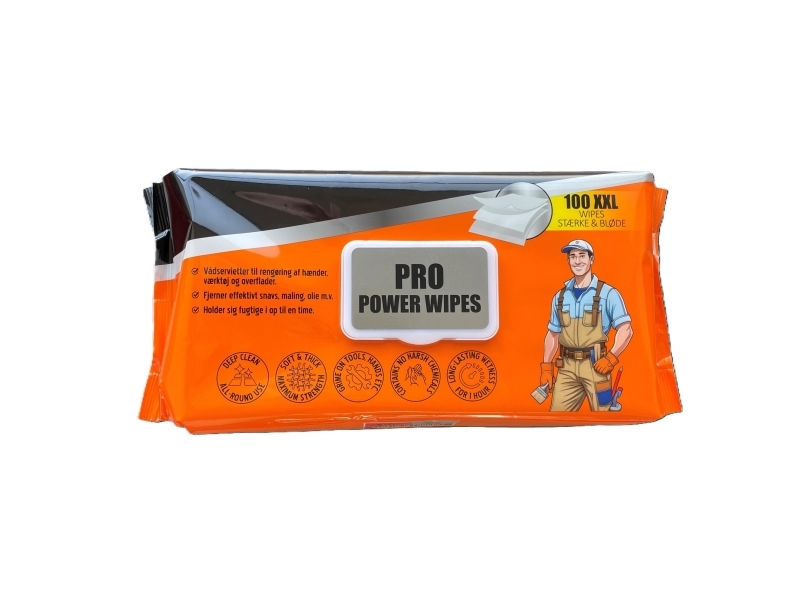 Vådservietter, Minatol Pro Power wipes XXL, pakke a 100 stk