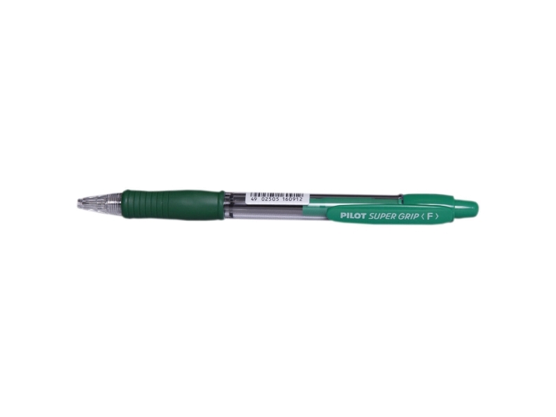 Kuglepenne, PILOT Super Grip, 0,7 mm, fine, grøn, pakke med 12 stk