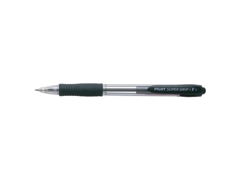 Kuglepenne, PILOT Super Grip, 0,7 mm, fin, sort, pakke a 12 stk