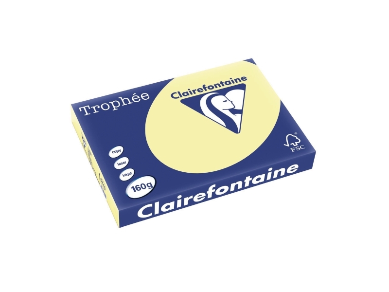Farvet papir, Clairefontaine Trophée, A3 160 g/m2, kanariegul, pakke med 250 stk