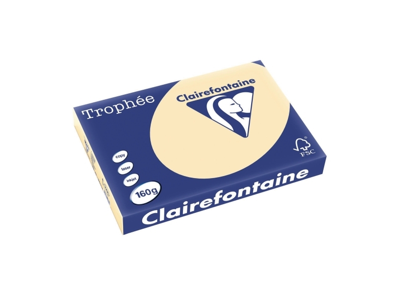 Farvet papir, Clairefontaine Trophée, A3, 160 g/m2, gulbrun, pakke med 250 stk