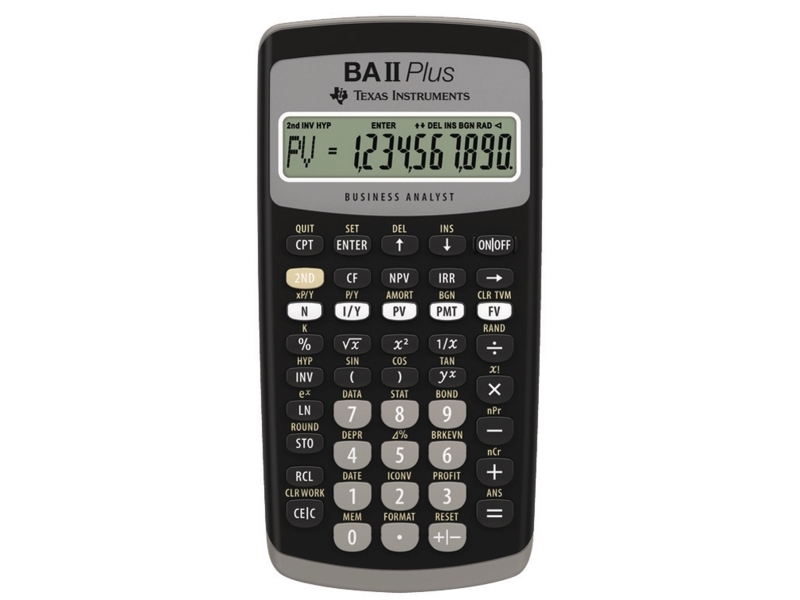 Finansregner, Texas BA-II Plus, sort, 10 cifre