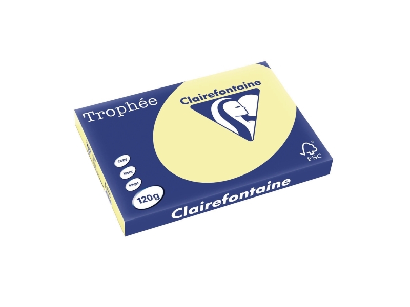 Papir, Clairefontaine Trophée, A3, 120 g/m2, kanariegul, pakke med 250 stk