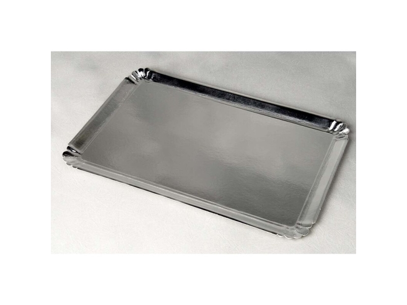 Kuchenteller, Firkantetx 280 Mm Kraft/Pe, Silber, Packung Mit 25 Stück Lebensmittelecht