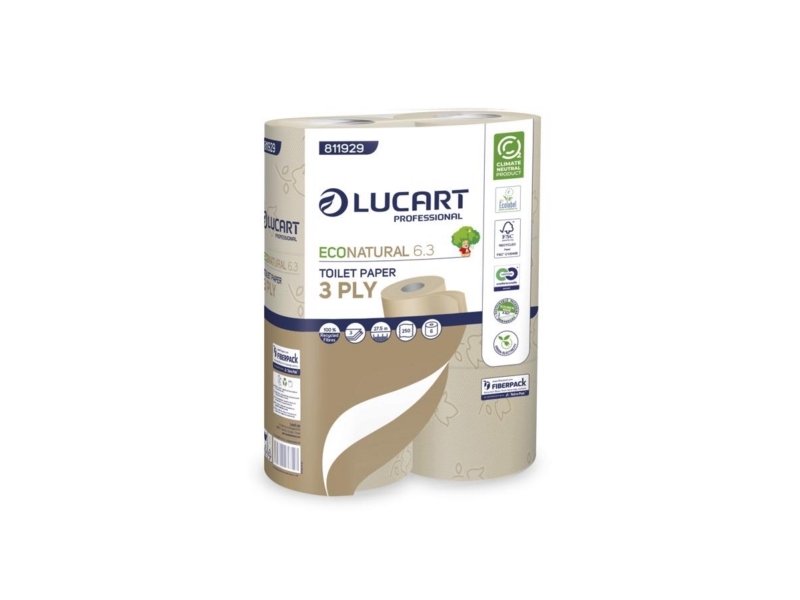 Toiletpapir, Lucart EcoNatural 811929, 3-lag, pakke a 30 ruller