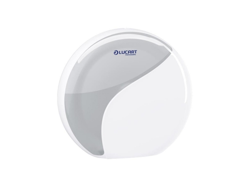 Toiletpapirdispenser, Lucart Identity, ABS-plast, Maxi Jumbo, 1 rulle, hvid/grå