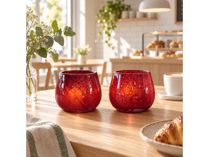 Securit Sæt 12 Stk. Luna Glasstager, 12 Stk. Led Fyfadslys Og Ladestation, Bordeaux/Hvidt Lys
