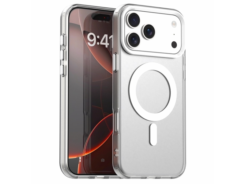 For Iphone 18 Pro / 17 Pro Magnetic Case Anti Drop Hybrid Phone Back Cover - White