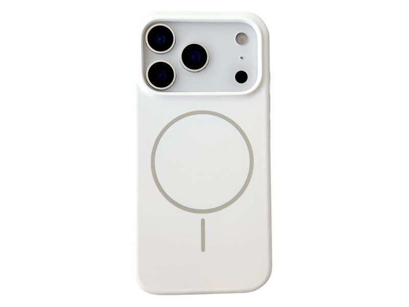 For Iphone 18 Pro / 17 Pro Magnetic Case Liquid Silicone Anti-Drop Phone Back Cover - White