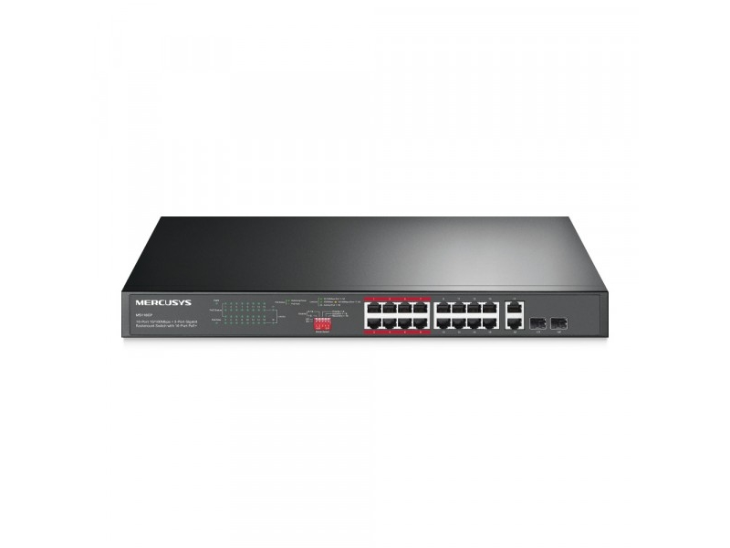 Tp-Link Mercusys Rackmount-Switch 16-Port 10/100Mbps + 2-Port Gigabit Mit 16-Port Poe+