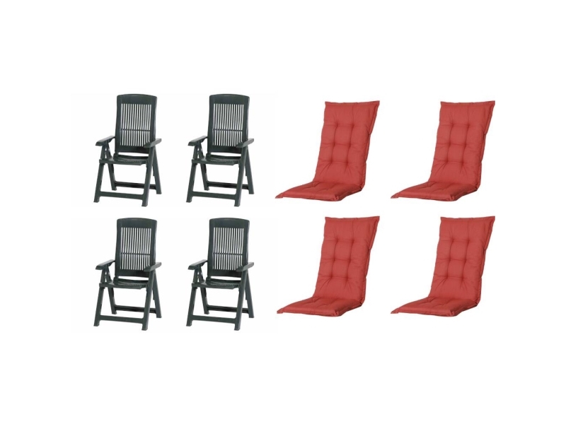 Progarden Tampa+Auflagen Set Grü/Re X64452 Havemøbelsæt