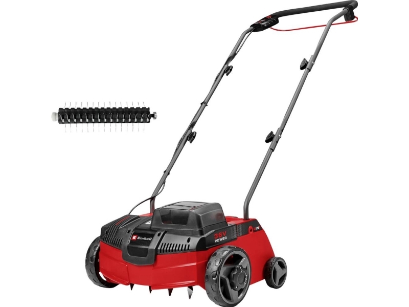 Einhell GC-SA 36/31 Li-Solo Li-Ion-batteridrevet vertikutter, græsplænebelufter, justerbart styr, med hjul, uden batteri, uden oplader, arbejdsbredde 31 cm (3420664) - SOLO
