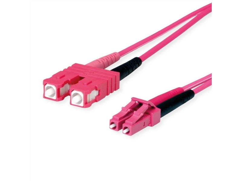 Telegrtner Glasfaser-Adapterkabel Duplex, 1X Lc Duplex, 1X Sc Duplex G50/125 Om4, Lila, 3 M