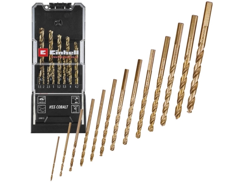 Einhell 249013 Hss-Co Metall-Spiralbohrer-Set 1.5 Mm, 2 Mm, 2.5 Mm, 3 Mm, 3.2 Mm, 3.5 Mm, 4 Mm, 4.5 Mm, 4.8 Mm, 5 Mm, 5.5 Mm, 6 Mm, 6.5 Mm 1 Set (249