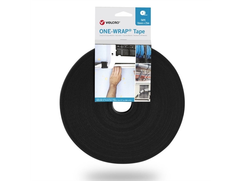 Kabelbinder med burrebånd Velcro ONE-WRAP Tape FRT - sort, 25 m x 16 mm