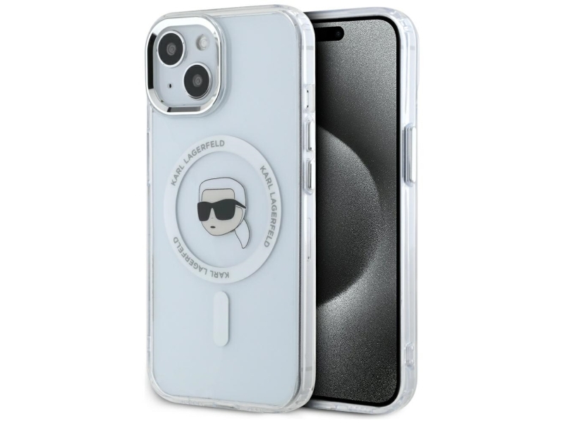 Etui Karl Lagerfeld Iml Metal Karl Head Magsafe Do Iphone 15 Plus Biały